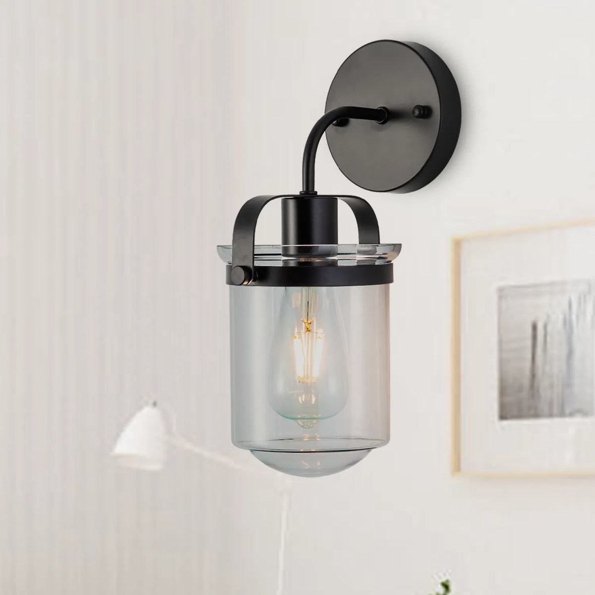 Modern 1-Light Wall Sconce with Clear Glass Globe Shade