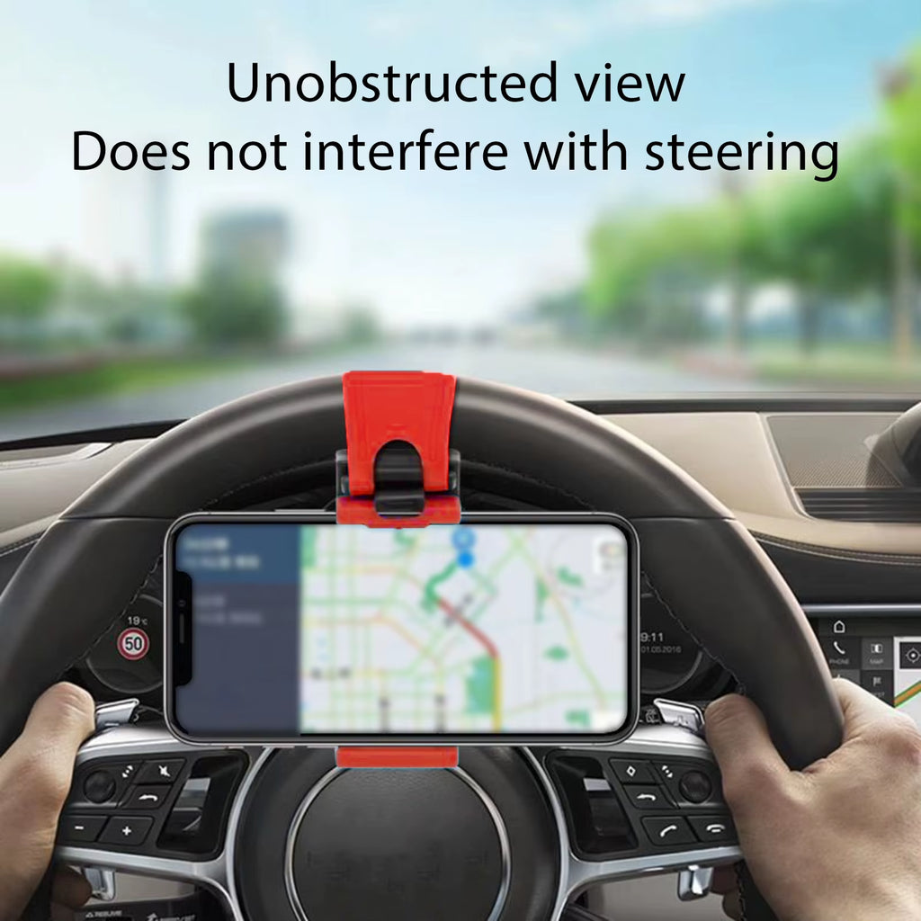 Steering Wheel Phone Mount -  Clip-On Cell Phone Holder for Car