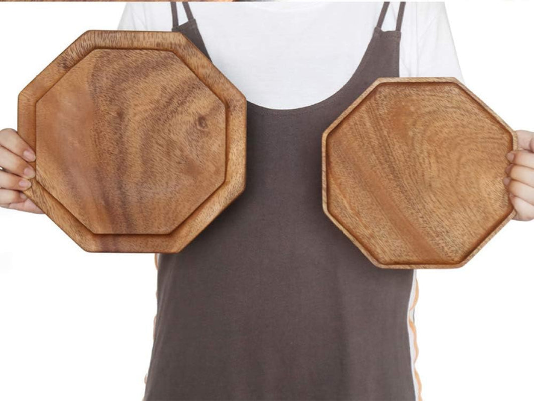 Acacia Wood Serving Trays Set of 2, 10 in and 8 in Platters – image 3