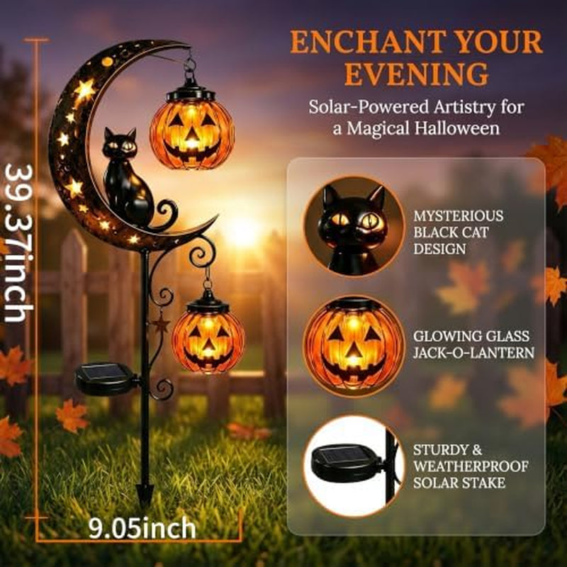 Solar Pumpkin Moon Garden Stake Light – Outdoor Halloween Yard Decor – image 4