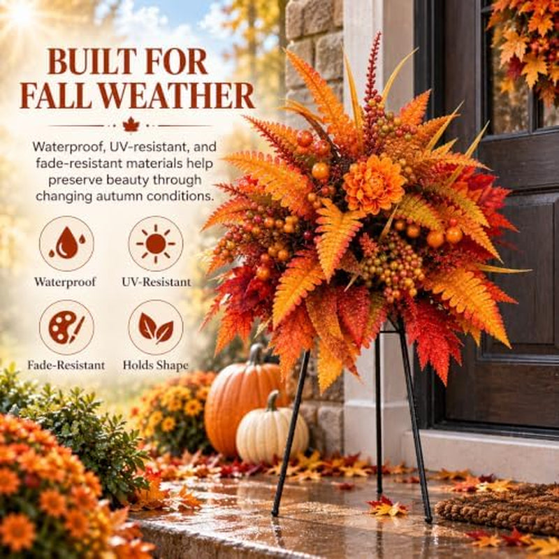 Fall Harvest Floral Garden Stake, Artificial Flowers with Stand, 2 Pc – image 5