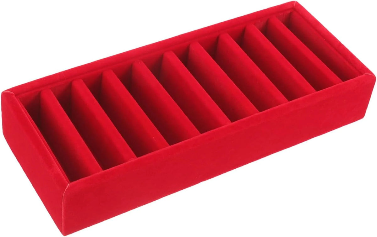 Ribbon Storage Box, Red Craft Organizer with Compartments