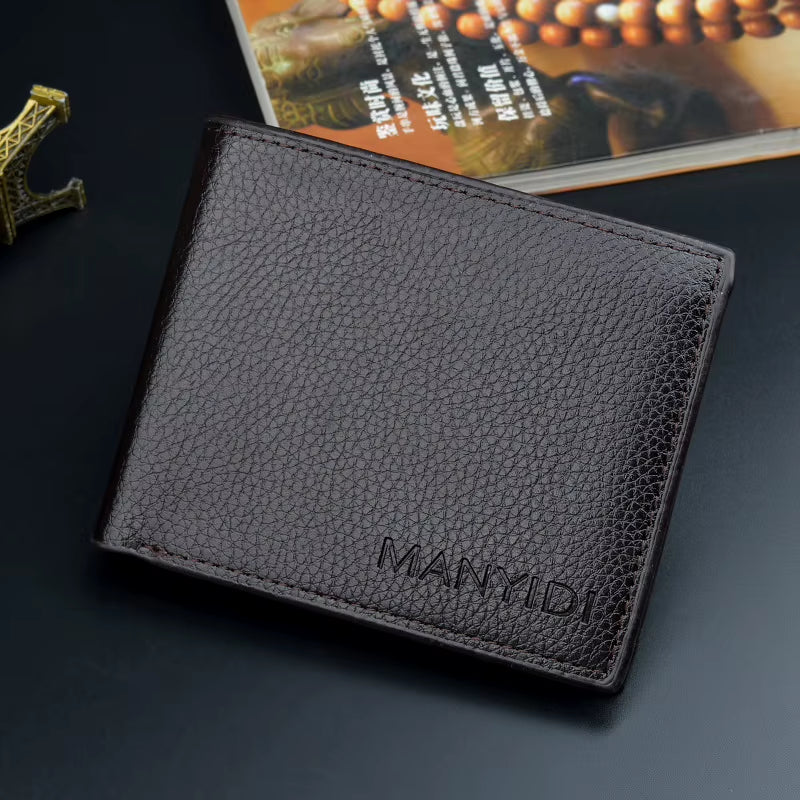 Men's Slim Bifold Wallet - Lychee Texture Soft Faux Leather – image 8