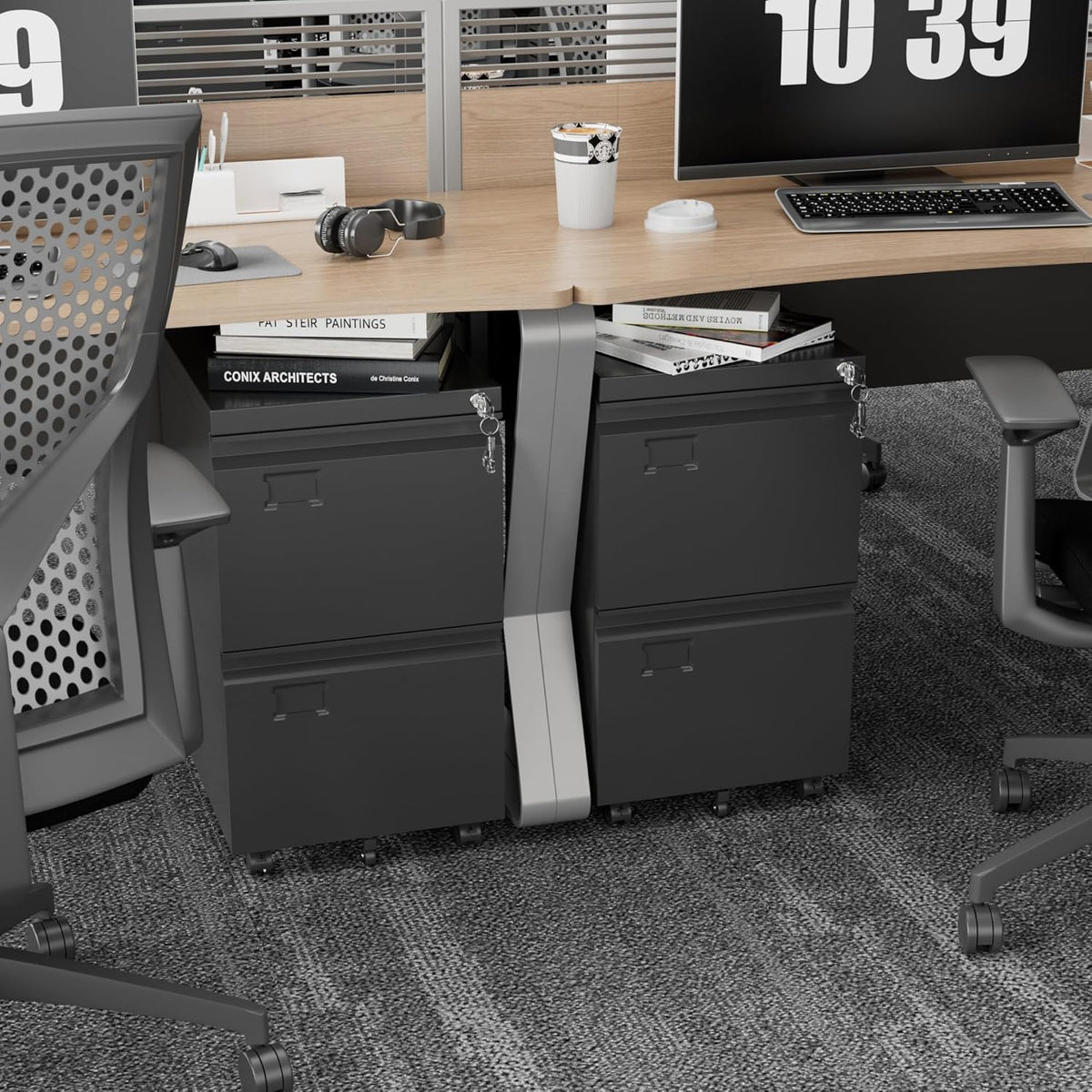 File Cabinet 2-Drawer Mobile, Rolling Home Office Storage – image 7