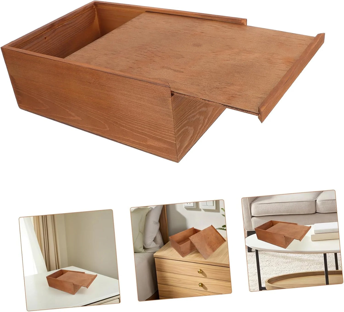 Wooden Jewelry Box with Drawer, Vintage Keepsake Box, 10.6 x 7.8 in – image 9