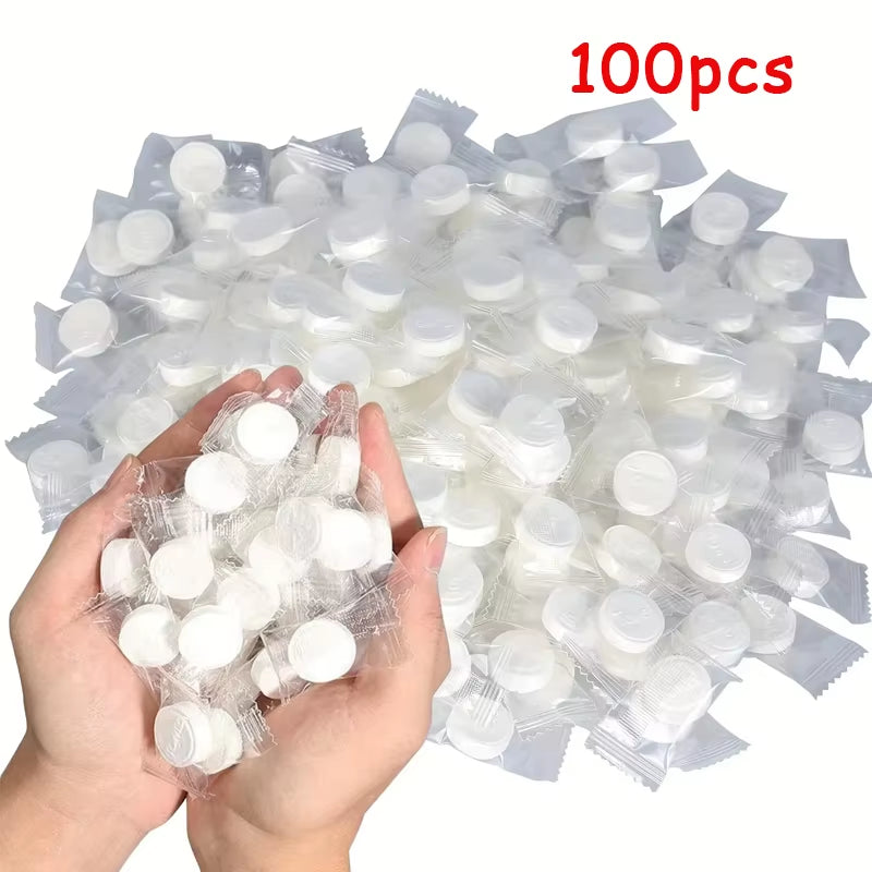 Compressed Towels 50 Pack - Portable Disposable Travel Face & Hand Towels