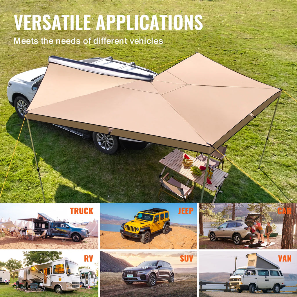 Car Side Awning 270 Degree, 8.2 ft Retractable Vehicle Awning – image 6