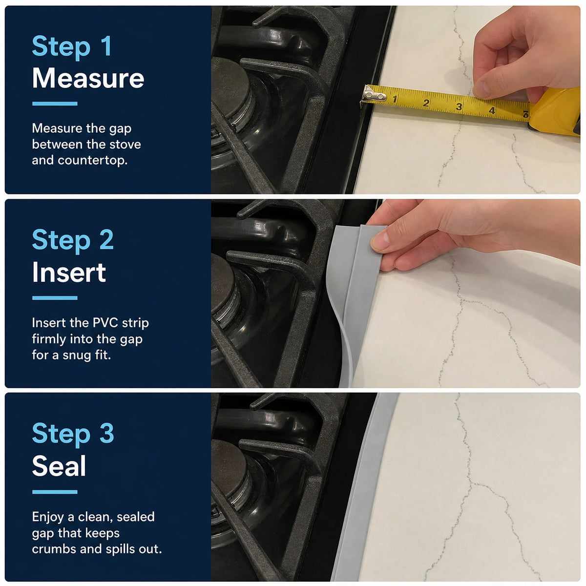 Stove Gap Cover Strip 2-Pack - Self-Adhesive T-Shaped Counter Seal – image 4