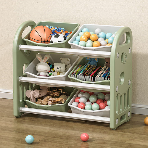 3-Tier Nursery Storage Organizer with 6 Bins, Green – image 1