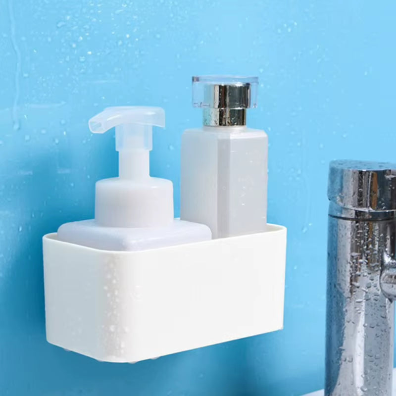 Wall Mounted Storage Box – Adhesive Shelf Organizer, White or Gray – image 6
