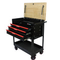 3-Drawer Rolling Tool Cart with Wooden Top and Adjustable Shelf