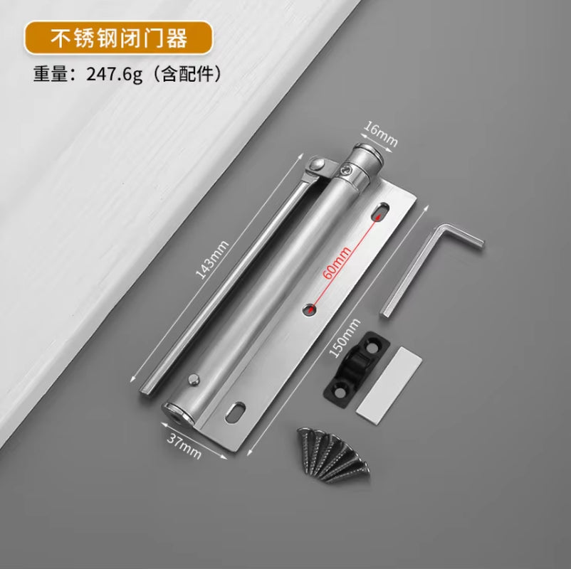 Automatic Door Closer - Adjustable Aluminum Soft Close Spring Hinge, Heavy Duty