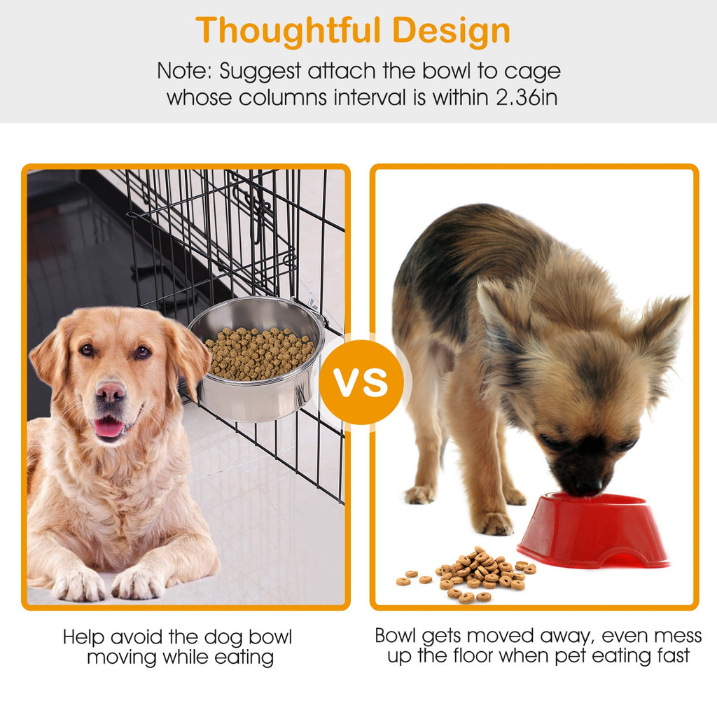 Dog Bowl for Crates, Stainless Steel Hanging Bowl with Clamp, M – image 6