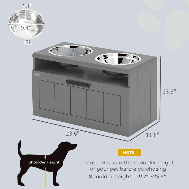 Elevated Dog Bowl Stand with Storage Drawer and 2 Steel Bowls – image 7