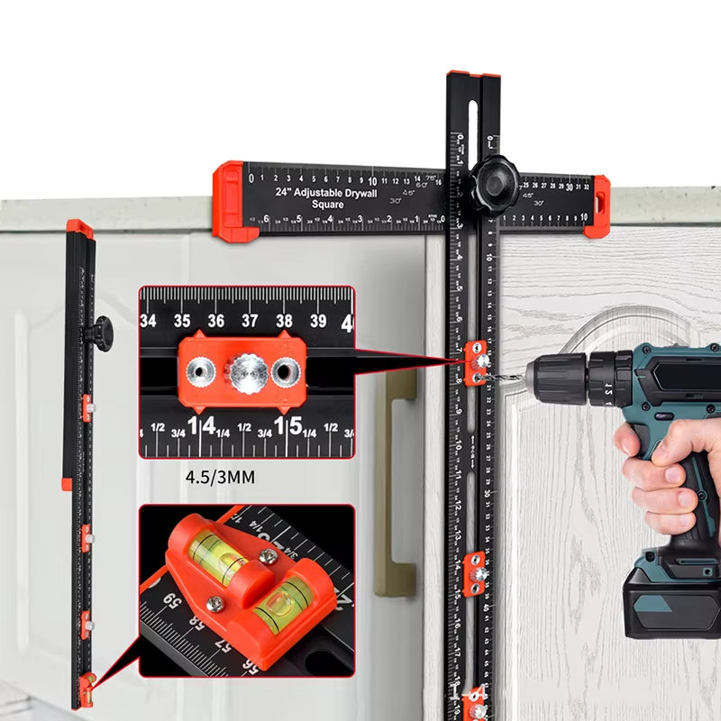 2-In-1 Cabinet Hardware Drilling Jig and T-Square Positioning Ruler