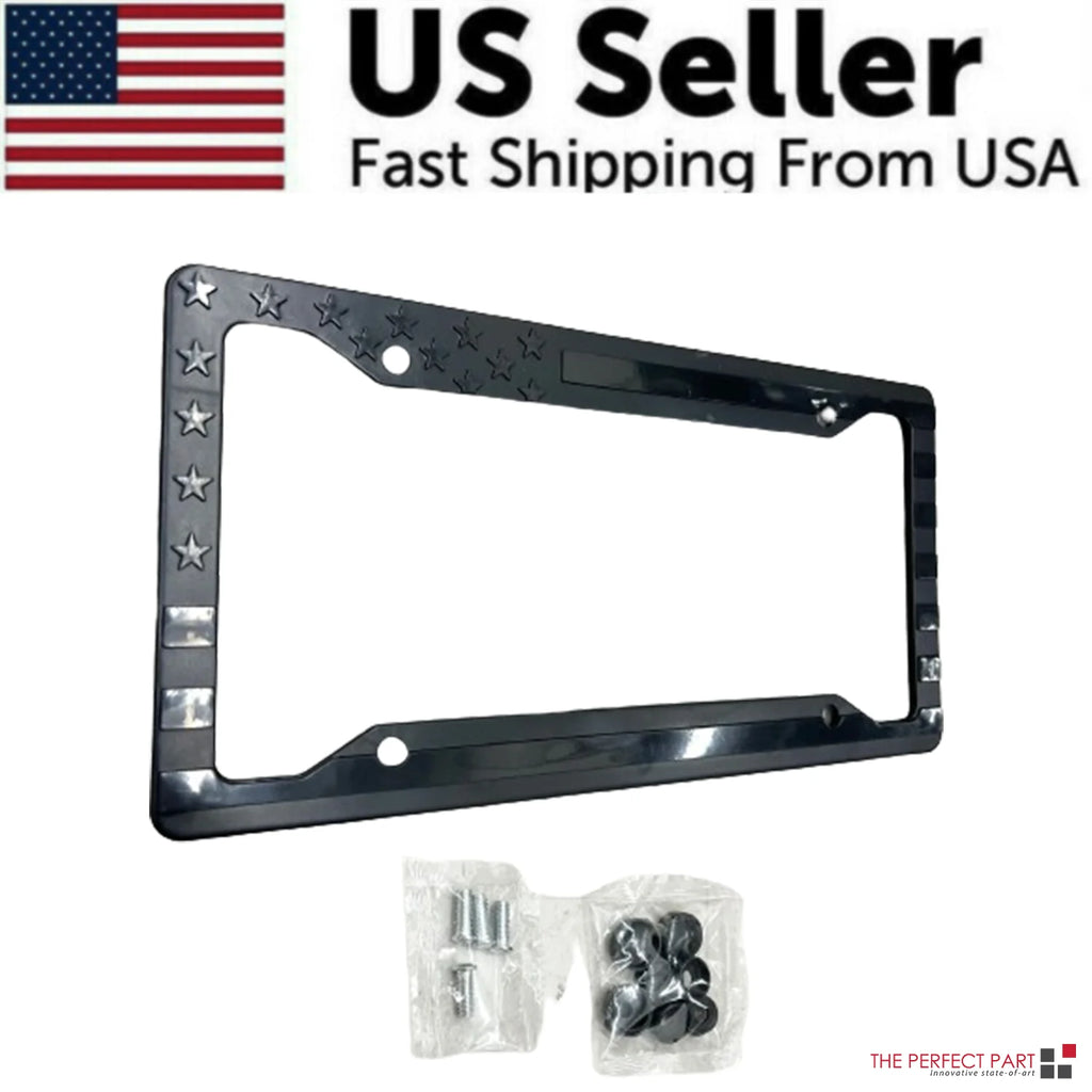 License Plate Frame, Black American Flag 3D Design – image 8