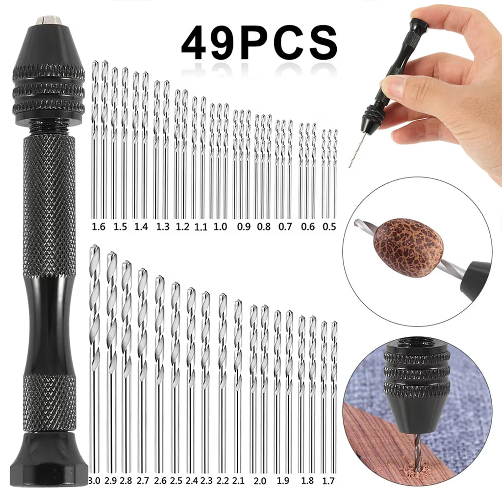 Pin Vise Hand Drill Set – 49 or 57 Pieces with Mini Bits – image 2