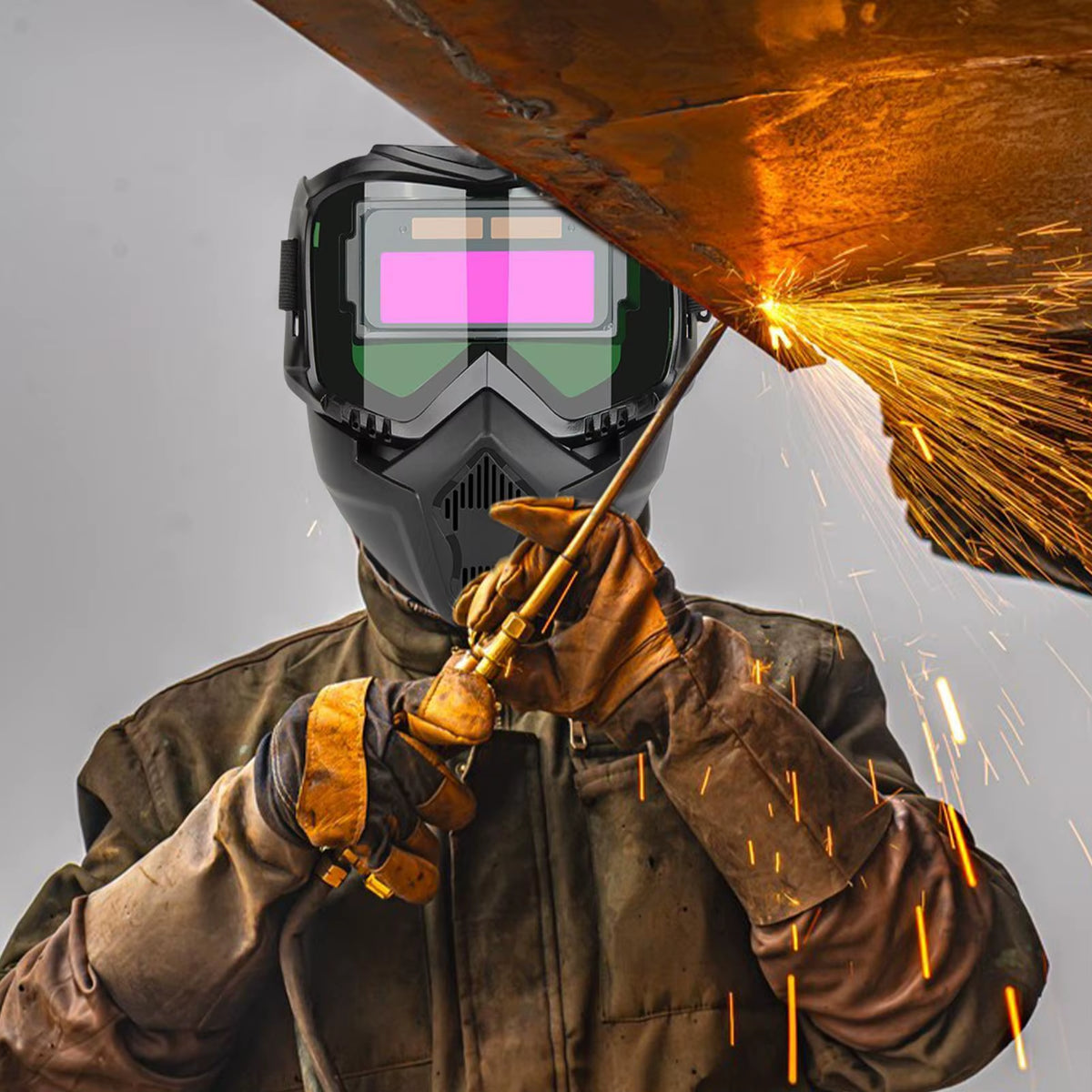 Auto Darkening Welding Helmet - Breathable Solar Welder Face Shield Hood