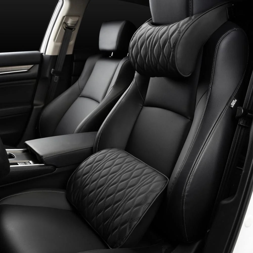 Car Headrest Neck Pillow & Lumbar Support Set
