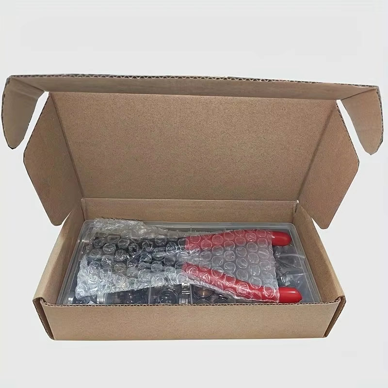 Plumbing Ear Clamp Pliers Kit with 130 Stainless Stepless Clamps