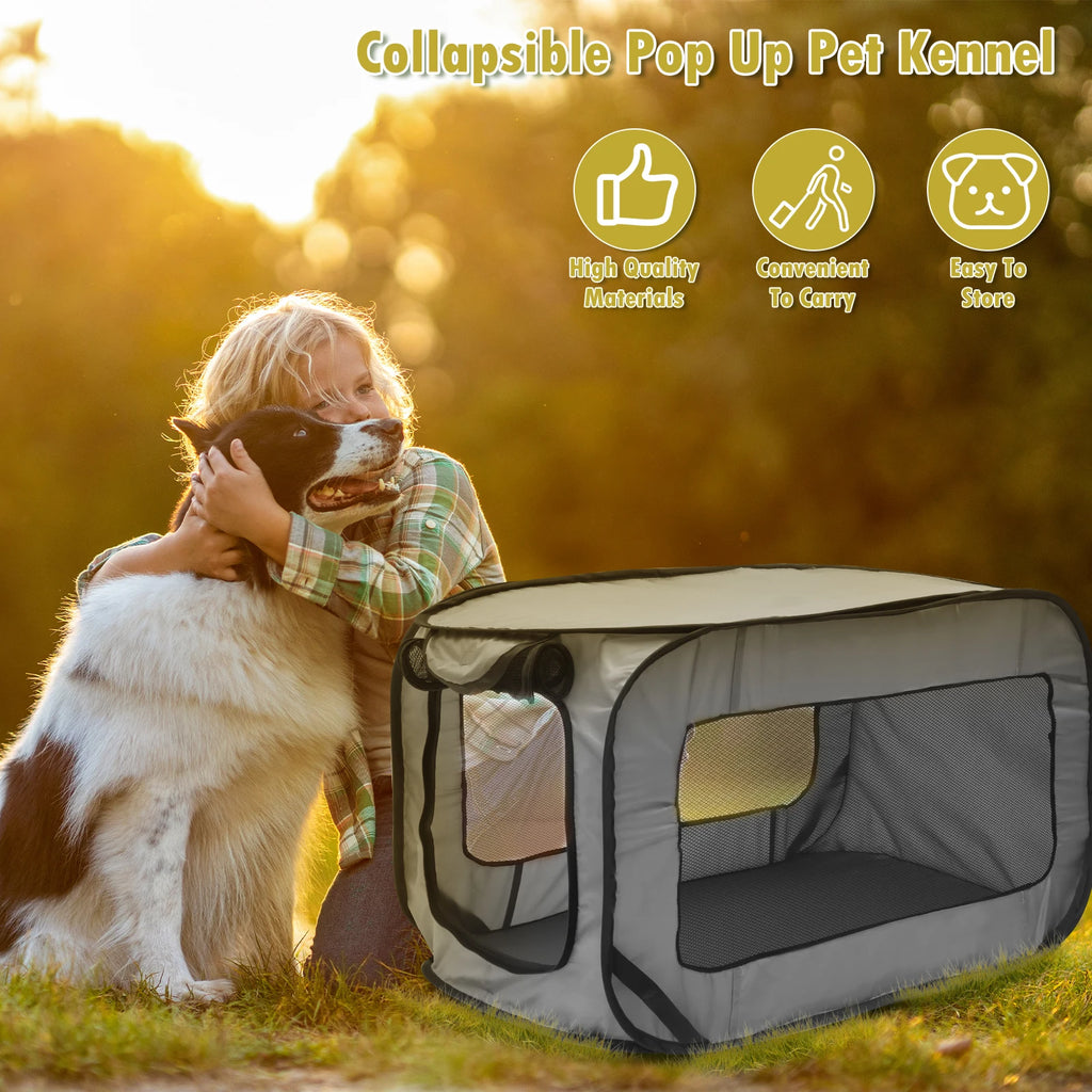 Pop Up Dog Crate - Foldable Travel Kennel with Mesh Zipper Door – image 3