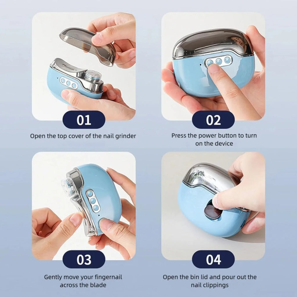 Electric Nail Clipper 4-in-1, Trim, File and Polish with LED Light – image 3