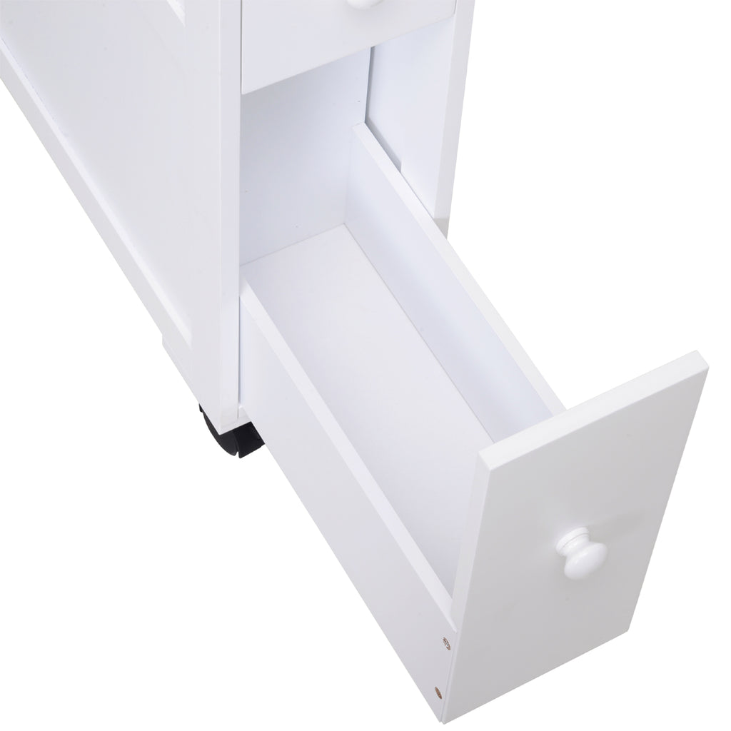 Narrow Rolling Bathroom Storage Cabinet 6.25 in Wide, White – image 7