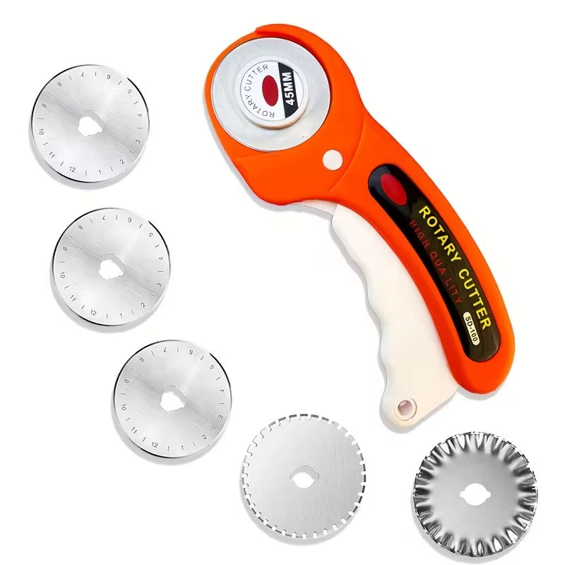 Rotary Cutter 45mm with 5 Replacement Blades and Safety Lock