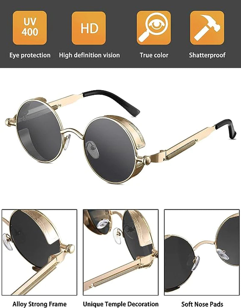 Round Sunglasses – Polarized Retro Metal Frame, UV400 – image 7