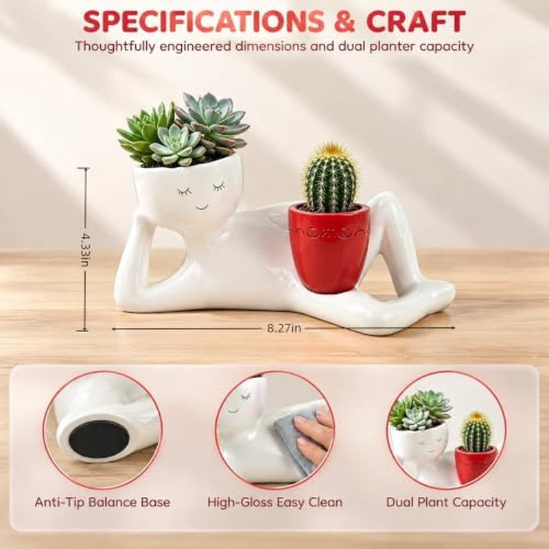 Face Planter Pot - Sleepy Head Succulent Planter – image 2
