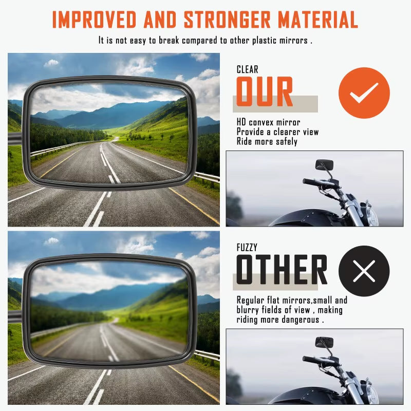 Rectangular Motorcycle Side Mirrors, 10mm Thread, Pair – image 6