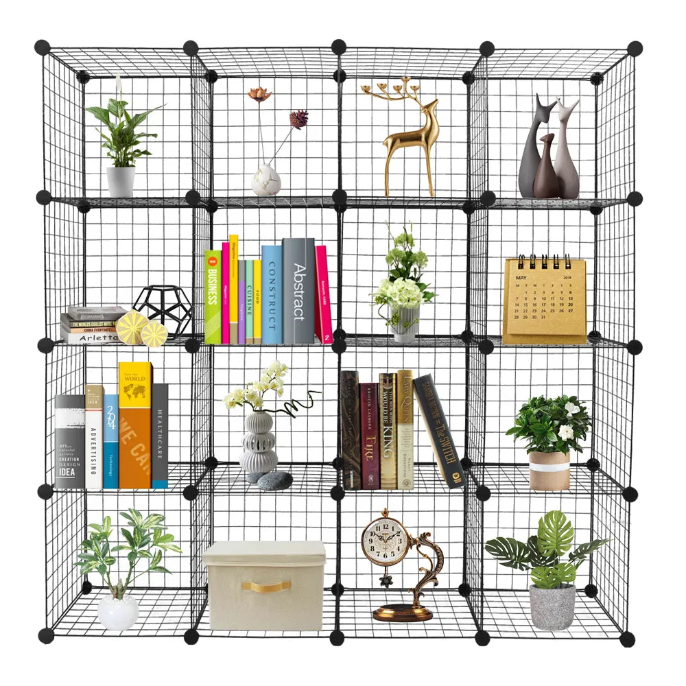 16 Cube Wire Storage Shelves, Modular Metal Grid Cubby Organizer – image 2