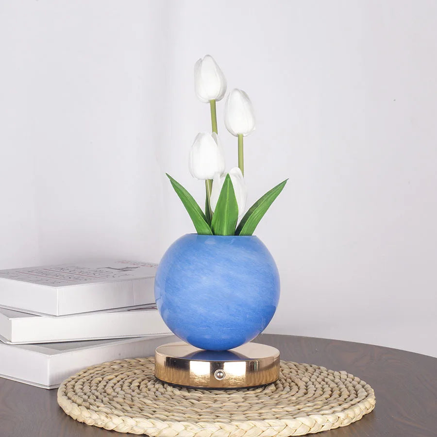 Tulip LED Night Light - USB Rechargeable Flower Desk Lamp for Bedroom Decor