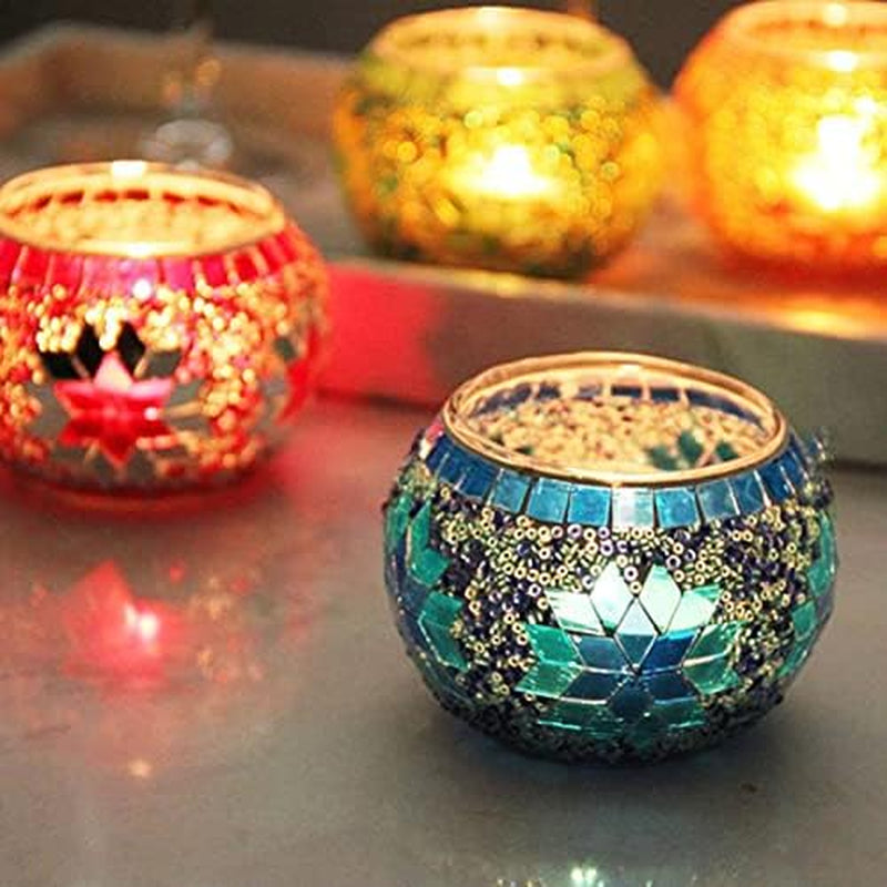 Mosaic Glass Votive Candle Holders, Set of 4 – image 4