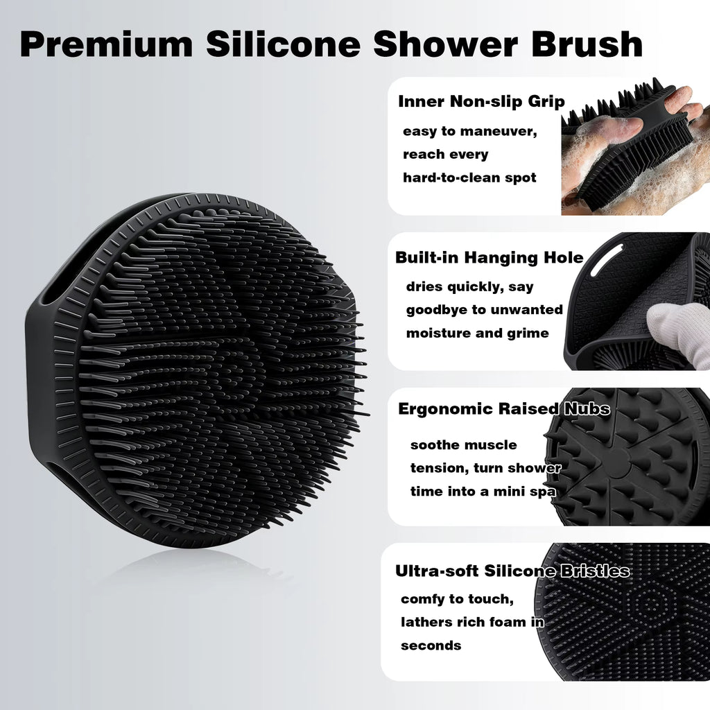 Silicone Body Scrubber, 2-in-1 Shower Brush and Scalp Massager – image 7
