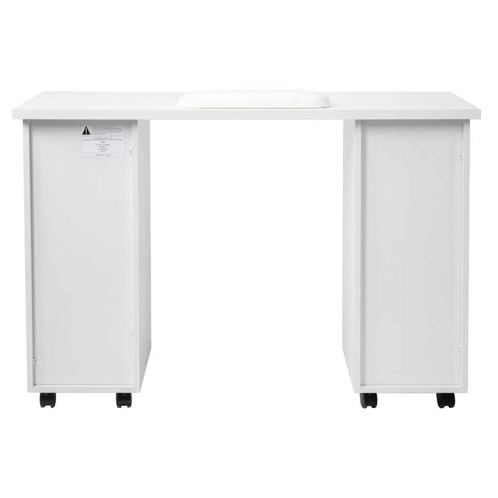 White Manicure Nail Table with Wrist Rest and Drawers – image 6