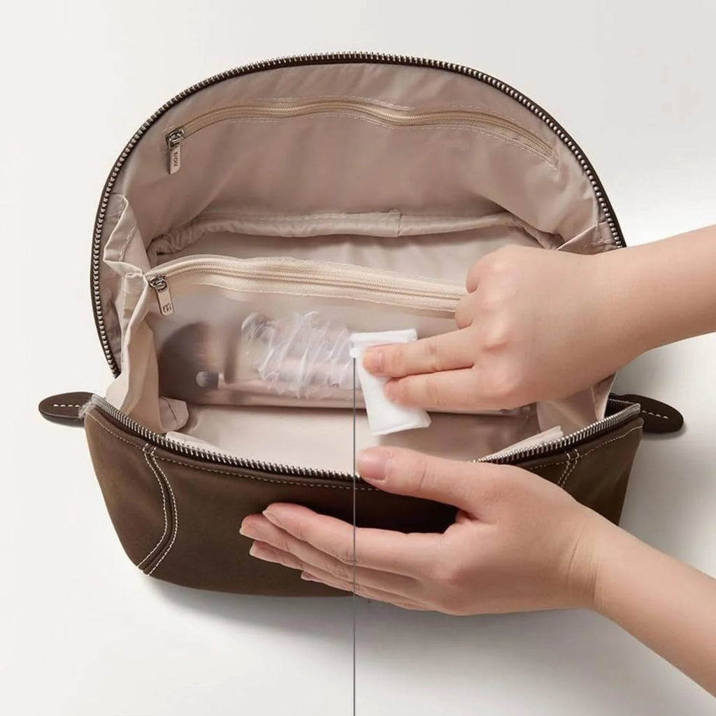 Flat Lay Makeup Bag, PU Leather Travel Cosmetic Organizer – image 5