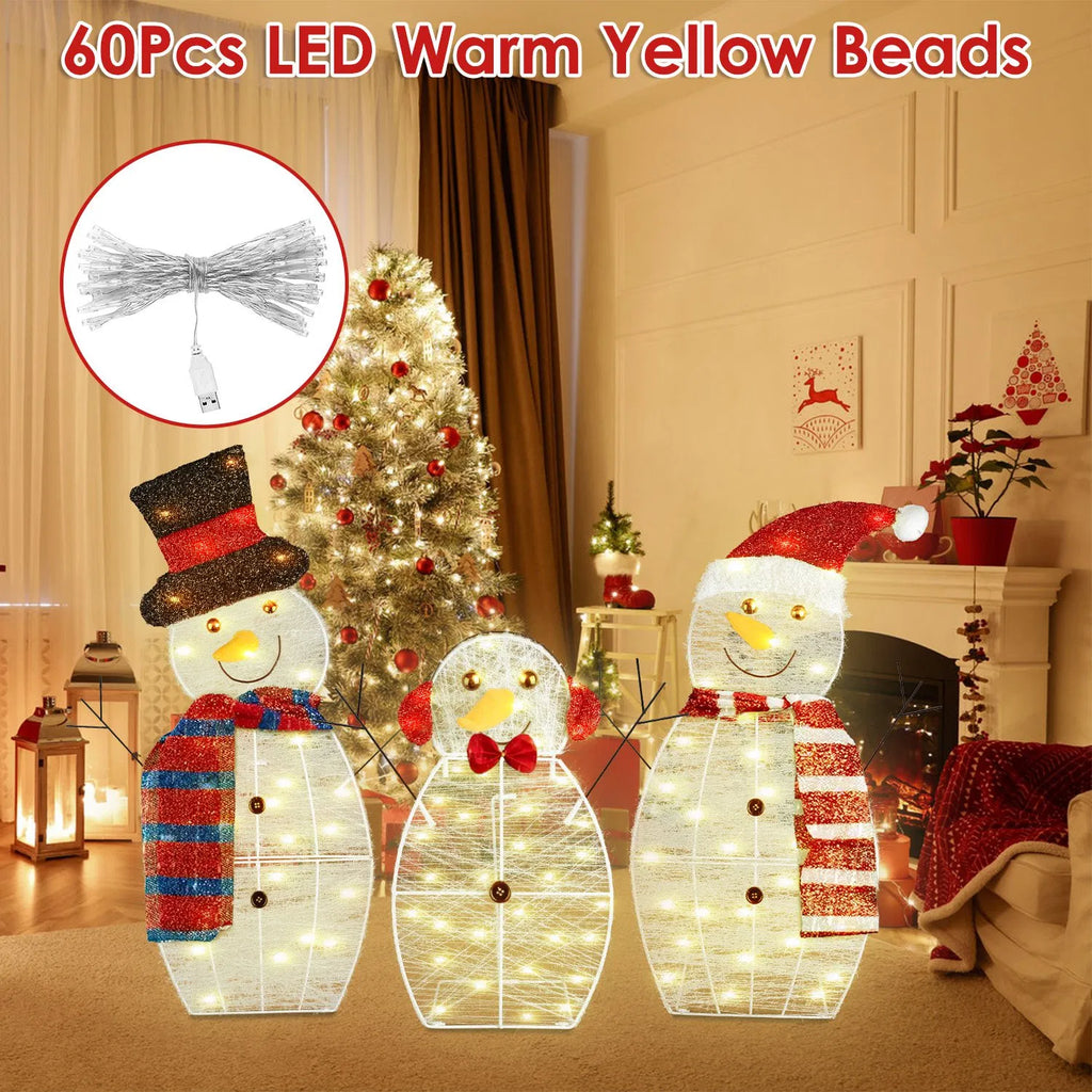 Lighted Snowman Family Yard Decoration Set of 3 With LED Strings – image 7