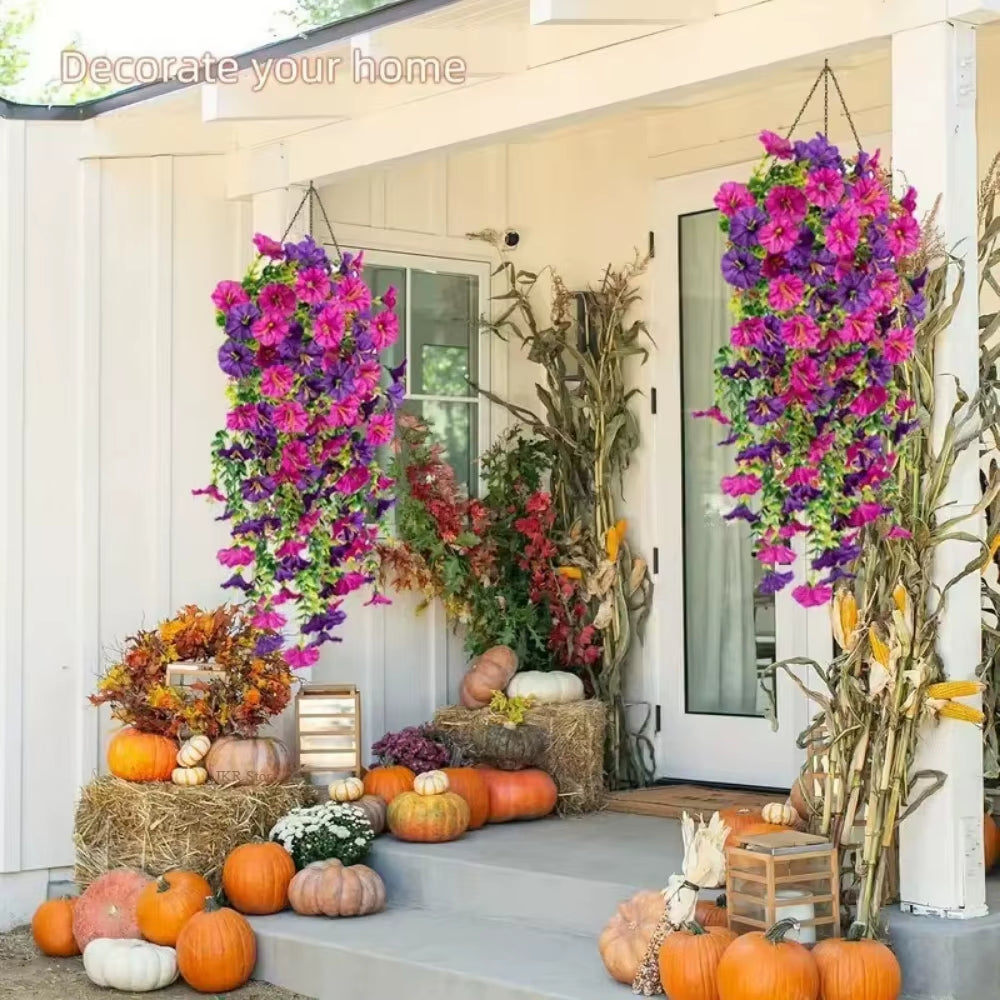 Artificial Hanging Plants - UV Resistant Fake Flowers for Decor