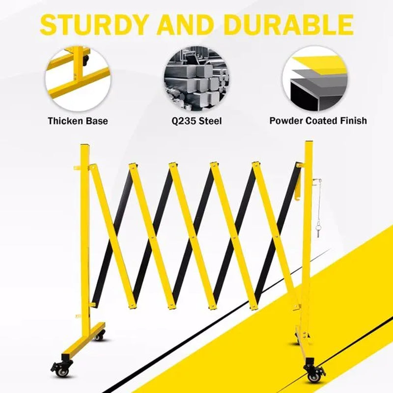 17 FT Metal Expandable Barricade with Casters, Portable Driveway Gate – image 3