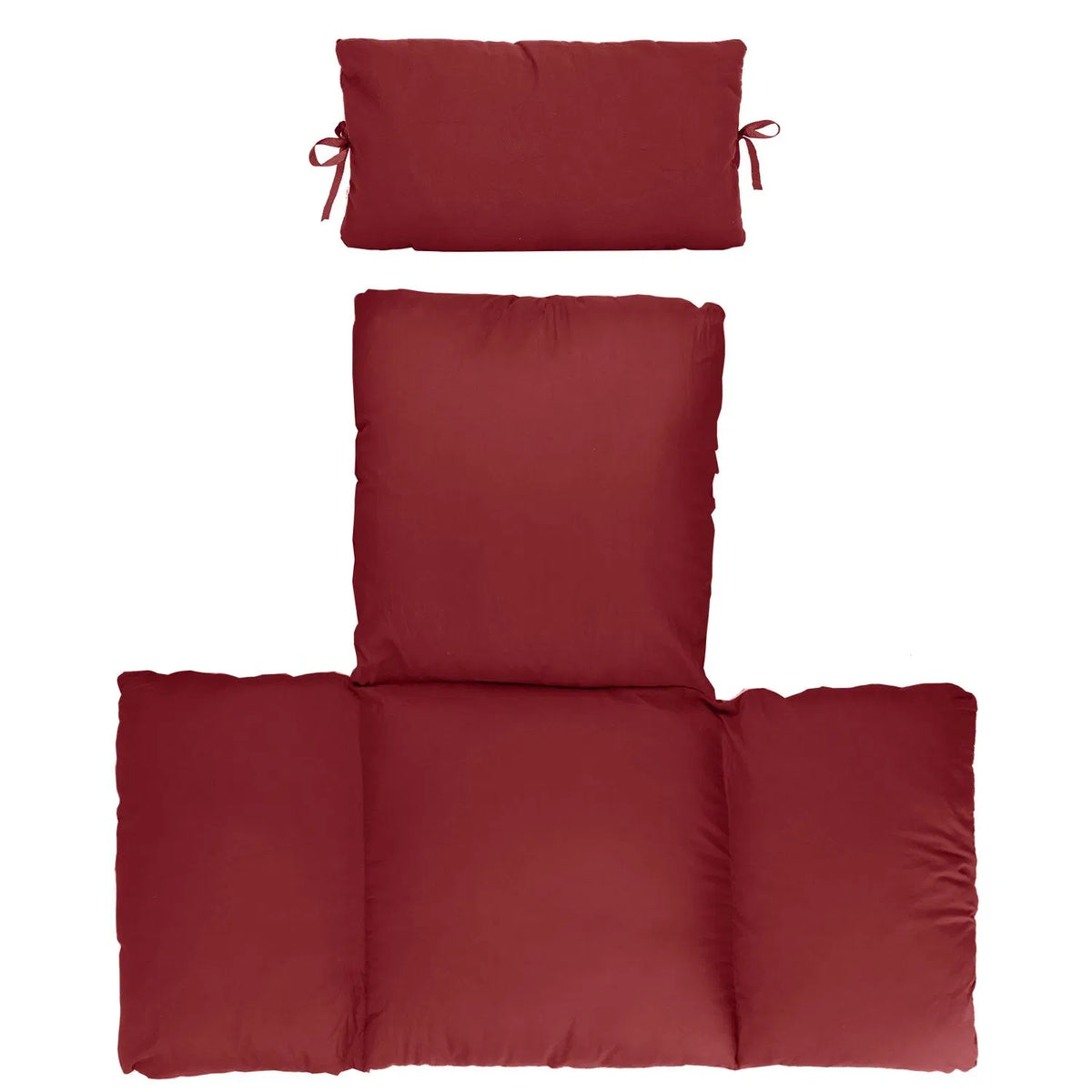 Hanging Egg Chair Cushion with Headrest, Thick Swing Seat Pad, Red – image 3