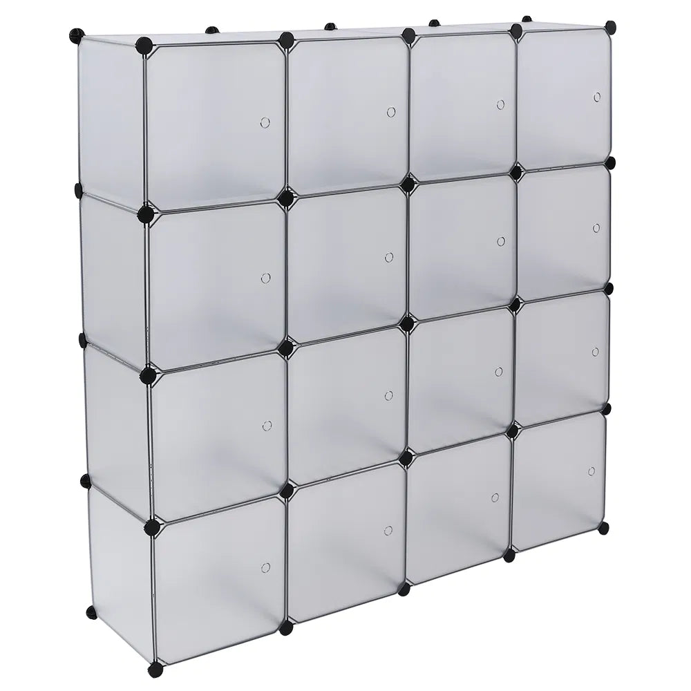 Cube Storage Shelf, 16-Cube Bookcase Organizer, White – image 16