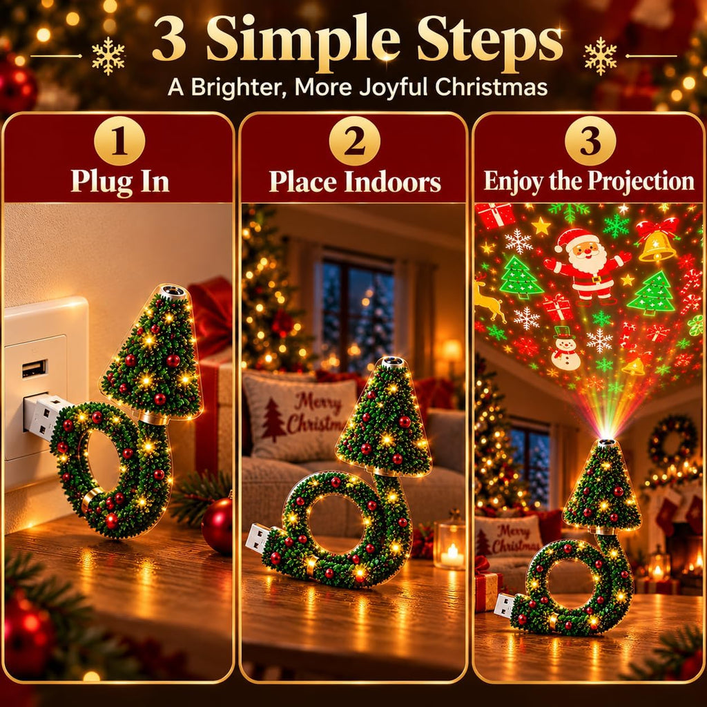 Christmas Tree Projector Light, USB Indoor Holiday Projector – image 4