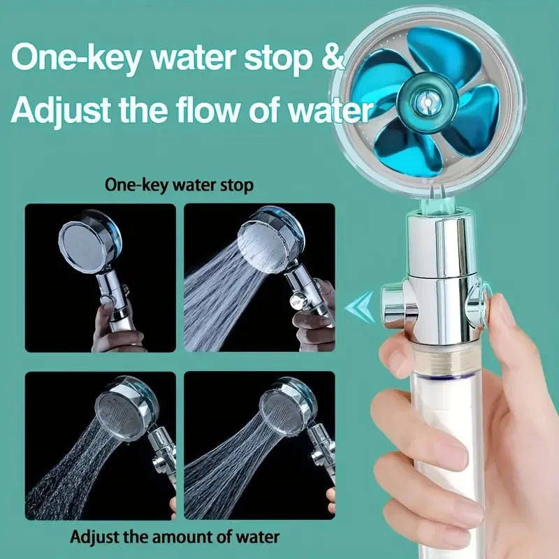 Turbo Fan Handheld Shower Head, 360 Rotating High Pressure Sprayer – image 4