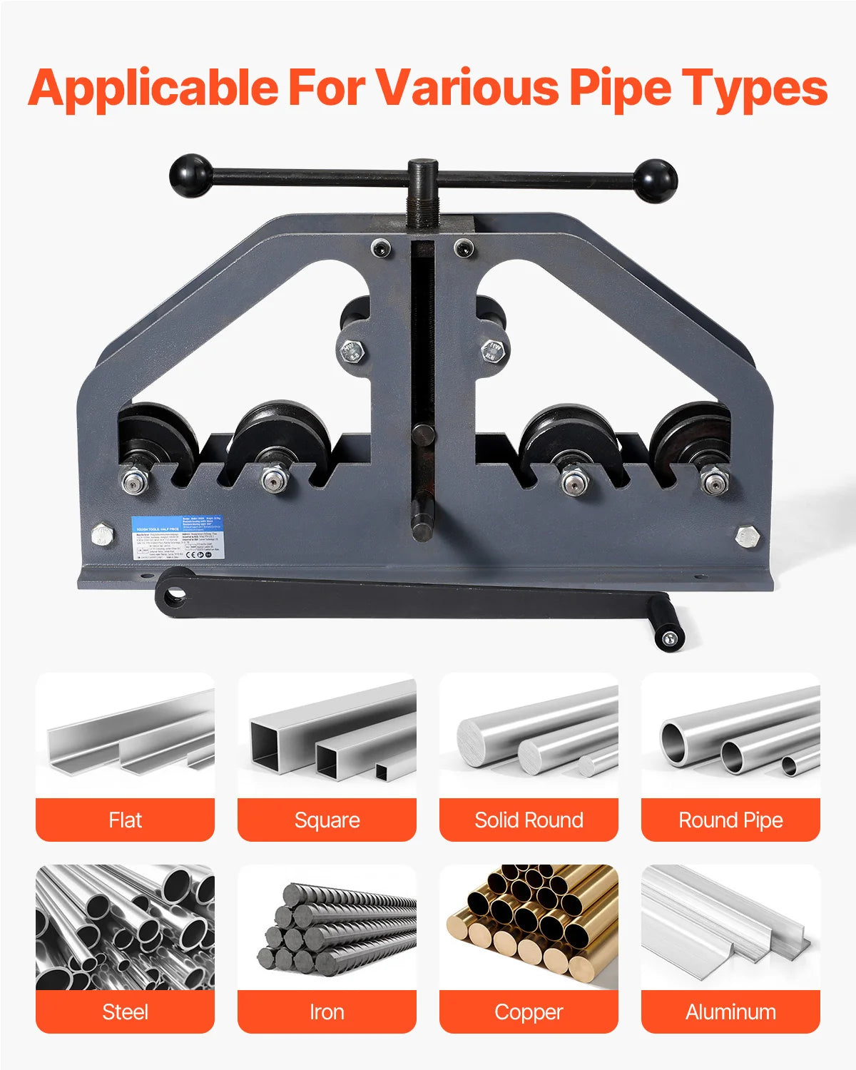 Tube Roller Bender – Manual Pipe Bender up to 1-1/2 in with 6 Dies – image 6