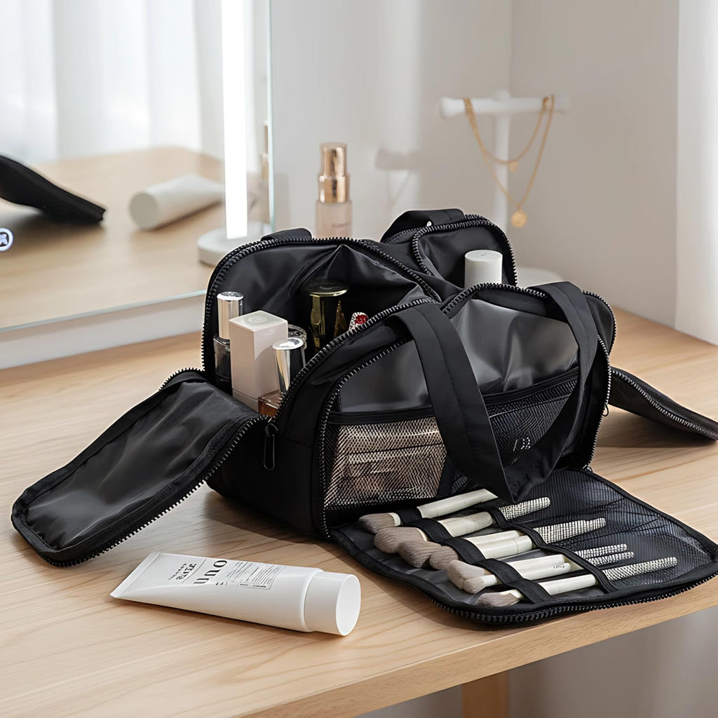 Standing Makeup Bag – Large Travel Cosmetic Organizer – image 5