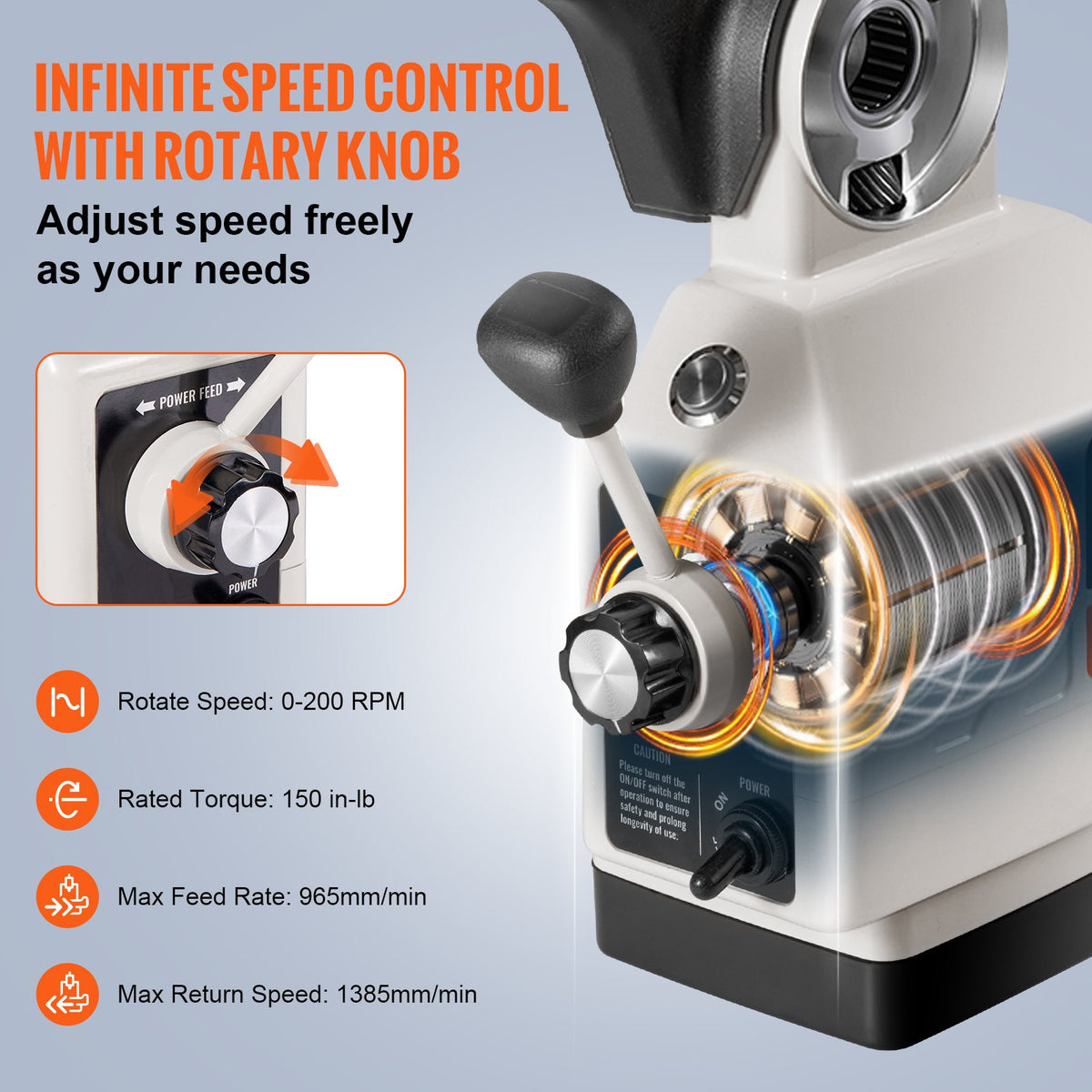 X-Axis Power Feed for Milling Machine, 150 in-lb, 120V – image 3