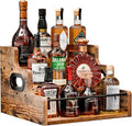 3-Tier Countertop Bottle Display Shelf, Wood Syrup and Beverage Rack