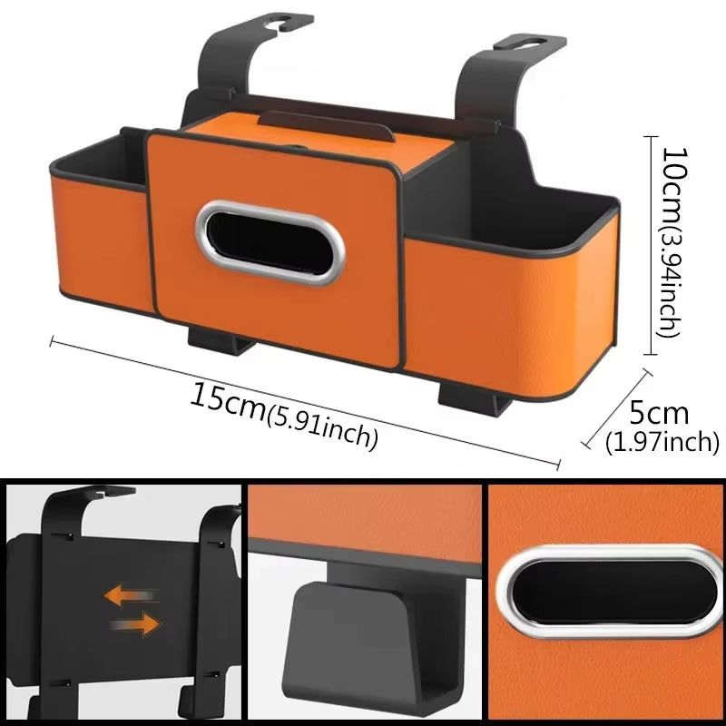 Car Seat Back Storage Box with Tissue Holder and Cup Holder – image 7