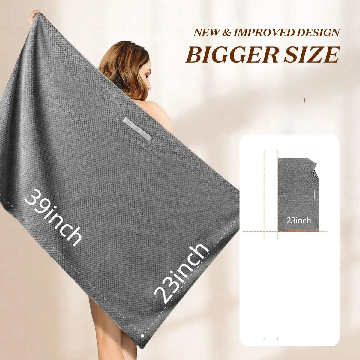 Microfiber Hair Towel Wrap Extra Large with Elastic Band – image 3